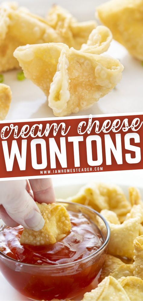 How To Make Cream Cheese Wontons, Sweet Cream Cheese Wonton Recipes, Cream Cheese Ragoons, Air Fried Cream Cheese Wontons, Homemade Cream Cheese Wontons, Garlic Cream Cheese Wontons, Cream Cheese Rangoon, Oven Baked Cream Cheese Wontons, Cream Cheese Rangoons