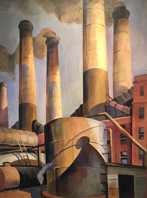 Industrial Paintings Art, Industrial Art Painting, Social Realism Art, Charles Sheeler, American Scene Painting, New London Connecticut, Steel Industry, American Realism, Industrial Paintings