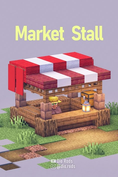 Shops In Minecraft Ideas, Markets Minecraft, Minecraft Builds For Survival, Marketplace Minecraft Ideas, Mc Survival Builds, Small Shop Minecraft Ideas, What To Build In Minecraft Creative, Minecraft Villager Marketplace, Small Buildings Minecraft