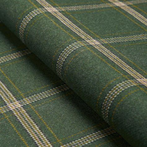 Blackburn Merino Plaid - Green Fabrics | Schumacher Bourbon Room, Green Fabrics, Mary Mcdonald, Windowpane Plaid, Schumacher Fabric, Custom Carpet, Elegant Drapes, Check Fabric, Vintage Tapestry