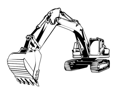 Backhoe Drawing, Excavator Tattoo, Mining Drawing, Excavator Drawing, Excavator Vector, Excavator Logo, Diy Comic, Tractor Art, Kittens Coloring