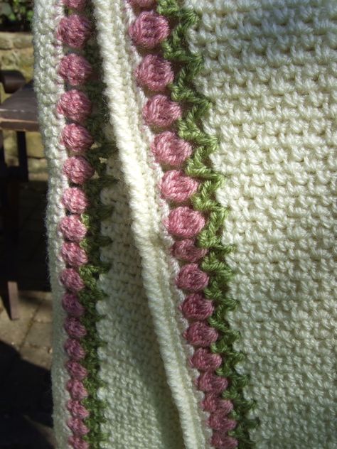 Tulip Stitch, Crochet Blanket Border, Crochet Blanket Tutorial, Crochet Tulip, Baby Afghan Crochet Patterns, Crochet Edgings, Baby Afghan Crochet, Crochet Baby Blankets, Baby Afghan