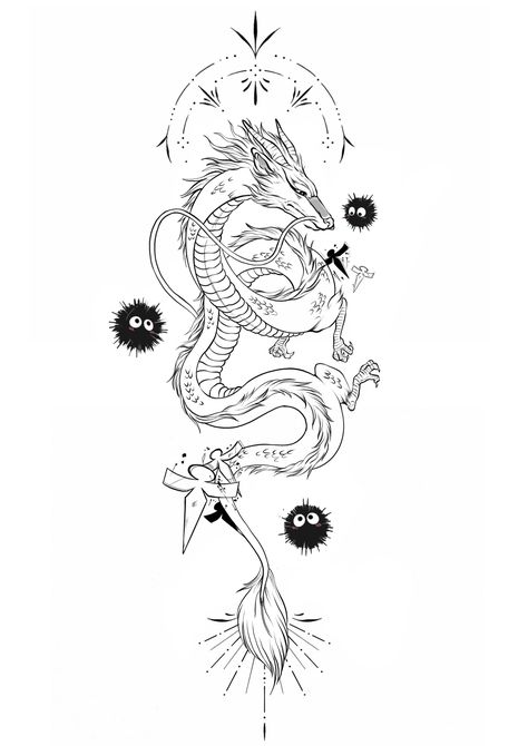 Year Of The Dragon Tattoo 2000, Haku Tattoo Design, Haku Tattoo Back, Haku Dragon, Haku Dragon Tattoo, Haku Tattoo, Haku Dragon Tattoo Design, Haku Dragon Tattoo Stencil, Haku Dragon Tattoo Shoulder