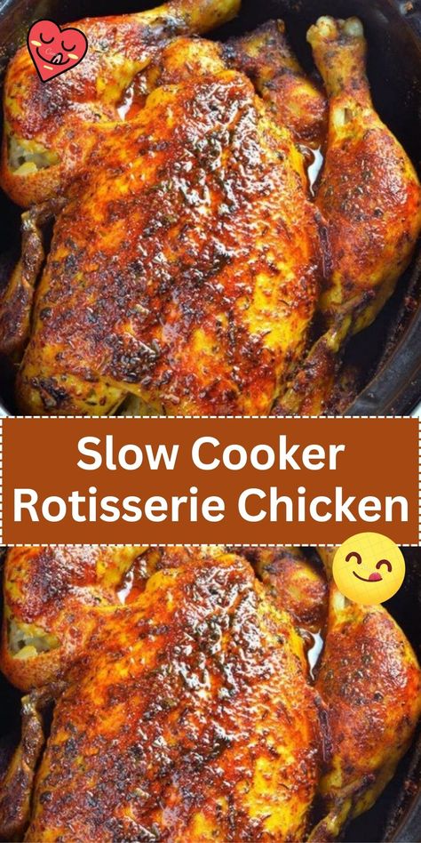 Enjoy the flavors of rotisserie chicken with the ease of a slow cooker. This recipe results in juicy, flavorful chicken that's perfect for any meal. Crockpot Receipts, Slow Cooker Rotisserie Chicken, Easy Recipes For Dinner, Dinner Recipes With Ground Beef, Crockpot Meal, Survival Foods, Chicken Recipes Boneless, Oven Chicken Recipes, Recipes For Dinner Easy