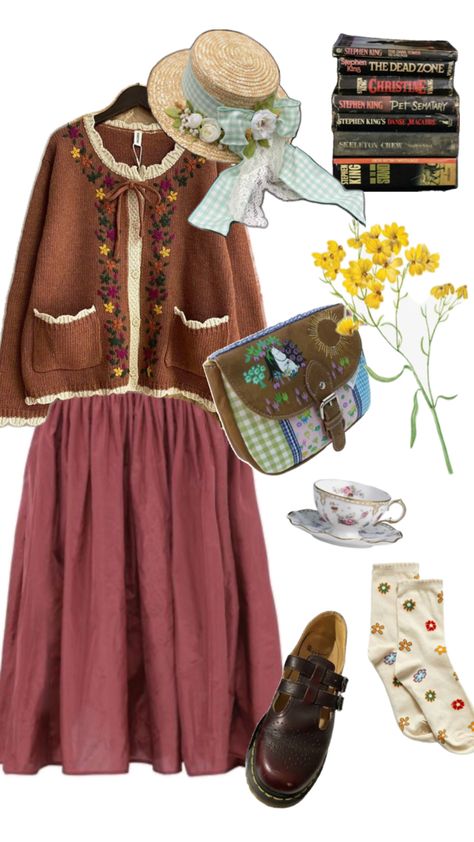 a cute fit I made <3 #grandmacore #aesthetic #stevenking Grandma Cardigan Outfit, Old Lady Outfit, Grandmacore Aesthetic Outfit, Grandmacore Fashion, Cute Old Lady, Grandma Aesthetic Outfit, Grandmacore Outfit, Grandmacore Aesthetic, Lady Outfit