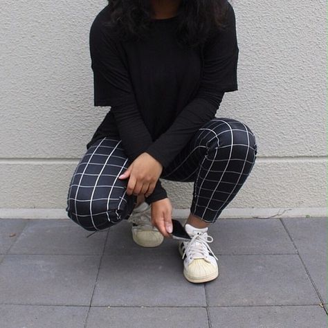 ♥*♡∞:｡.｡black and white grid pants outfit｡.｡:∞♡*♥  #affiliate aesthetic teenage outfits womens pants black pants shirt t shirt casual style Grid Pants Outfit, Square Pants Outfit, Square Pants, Shirt Casual Style, Tumblr Outfits, Dope Fashion, Ulzzang Fashion, Teenager Outfits, Soft Grunge