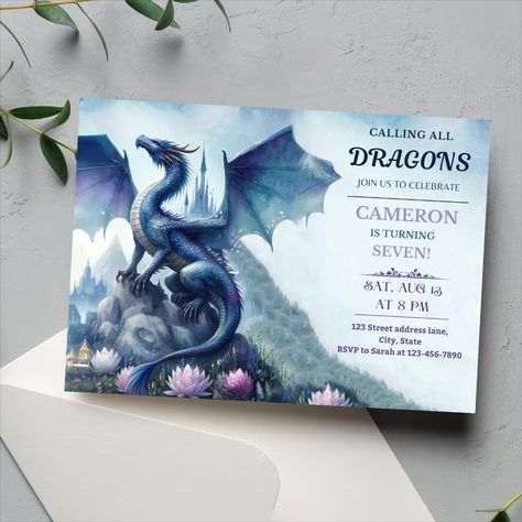 Games Of Thrones Birthday Invitation, Dragon Party Invitations, Dragon Birthday Party Invitations, Dragon Birthday Invitations, Jurassic Birthday, Dragon Themed Birthday Party, Dragon Birthday Party, Dinosaur Dragon, Dragon Birthday Parties