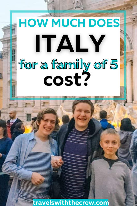 Here is how much a trip to Italy costs for a family of 5. Plus lots of ways to make it even less expensive! Family Trip To Italy, Italian Trip, Family Of 6, School Break, Family Of Five, Italian Vacation, Family Of 5, Buying Groceries, City Break