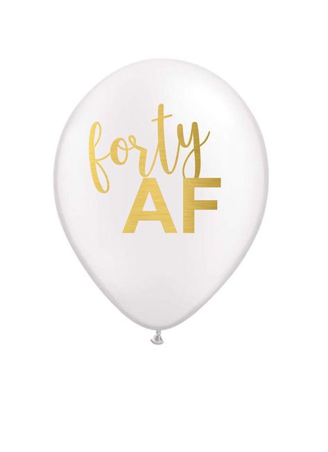 Forty AF Balloon, 40th Birthday Balloon, 40th Birthday Decoration, 40th Decor, 40th B-day Decor, 40th Balloon, Forty AF, Funny 40th Decor by WhiteRabbitsDesign on Etsy https://www.etsy.com/listing/683901975/forty-af-balloon-40th-birthday-balloon 40 Af, 40th Birthday Balloons, 40th Bday Ideas, 40 Balloons, Gold Font, Latex Allergy, Gold Tattoo, 40th Birthday Decorations, White Rabbits