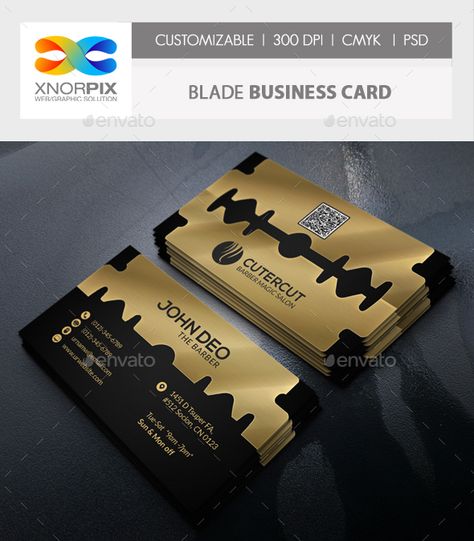 Blade Business Card - Creative Business Cards Barber Shop Business Cards, Barber Business Cards, Creative Business Cards, Barber Shop Interior, Barber Logo, Barbershop Design, Barber Shop Decor, Graphic Design Business Card, Hair Salon Decor