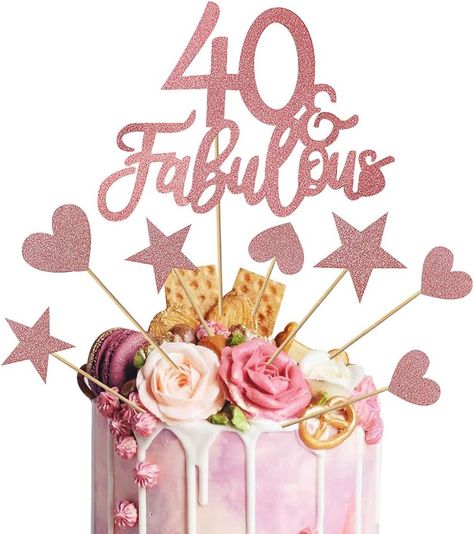 kuou 13pcs 40 & Fabulous Cake Topper, 40th Birthday Cake Topper 40 and Fabulous Cake Toppers for Cheers 40th Happy Birthday Anniversary Party Cake Decorations : Amazon.co.uk: Grocery 40 And Fabulous Cake, Cake Topper 40th Birthday, 40th Birthday Cake Topper, 40th Birthday Cake, 40 & Fabulous, 40 And Fabulous, 40th Birthday Decorations, 40th Birthday Cakes, Fabulous Birthday