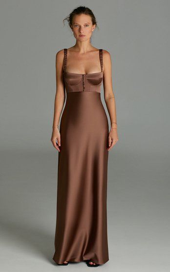 Anna October, Satin Bustier, Robes D'occasion, Look Retro, Grad Dresses, Bustier Dress, Satin Maxi, Linnet, Satin Maxi Dress