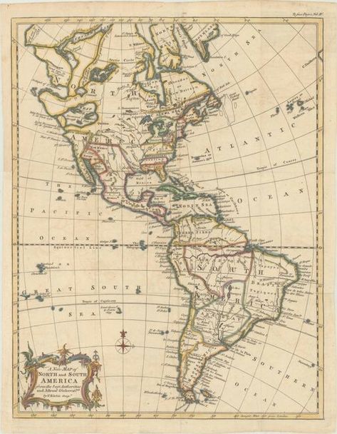 Western Hemisphere - America  Kitchin, Thomas  A New Map of North and South America from the Best Authorities and Astronl. Observatns., 1759 North And South America Map, 10s Aesthetic, Latin America Map, South America Map, Vintage Motorcycle Posters, North America Map, American Continent, America Map, Motorcycle Posters