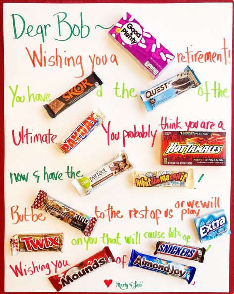 Retirement Candy Poster, Retirement Candy Boards, Retirement Candy Bar Poster, Candy Bar Poems, Pastor Retirement, Candy Poems, Retirement Candy, Money Gifts Christmas, Work Appreciation