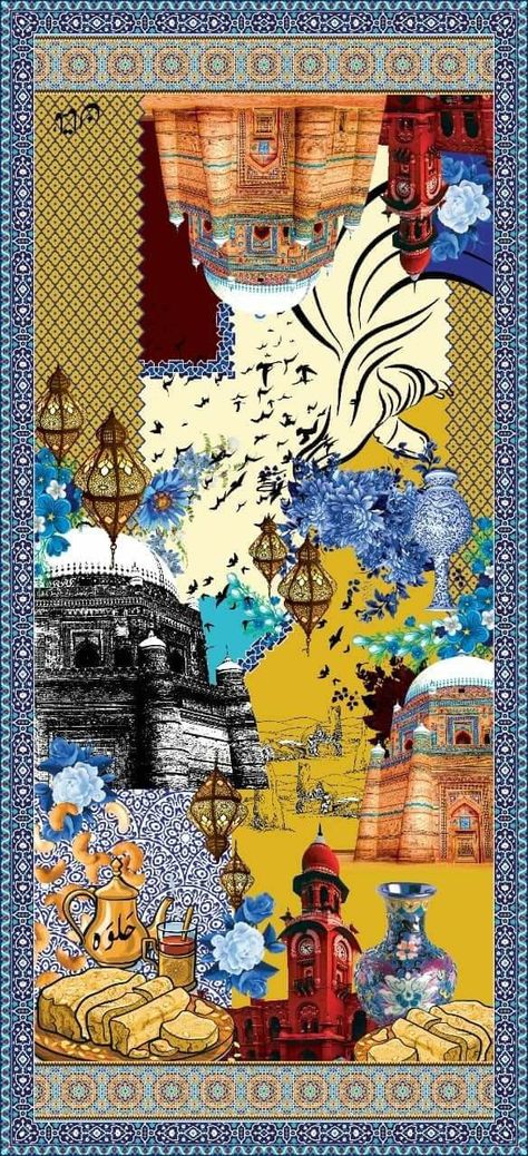 Multan Pakistan Aesthetic, Pakistan Art Culture, Pakistani Traditional Art, Pakistan Illustration Art, Pakistan Moodboard, Pakistan Culture Aesthetic, Pakistani Culture Art, Pakistan Illustration, Pakistani Wallpaper