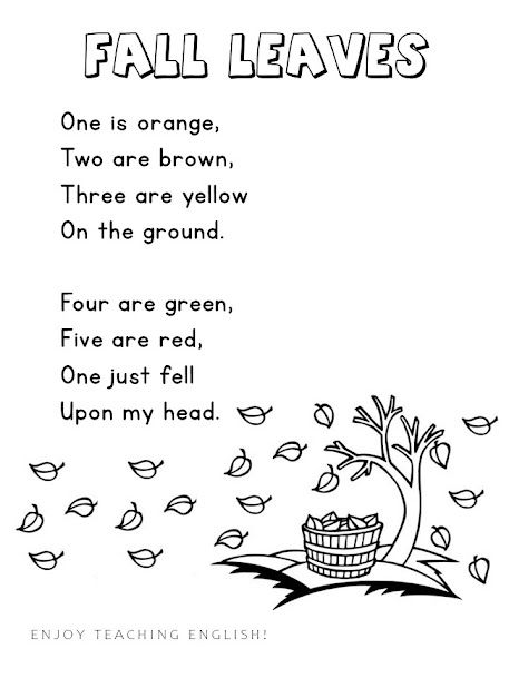 Fall Poems For Preschool, Autumn Poems For Kids, Autumn English Activities, Poem For Kids In English, Fall Poems For Kids, Reading In Kindergarten, Fall Poem, Sight Word Poems, Fall Poems