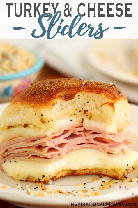 Baked Turkey and Cheese Sliders - Inspirational Momma Crescent Roll Turkey And Cheese, Turkey Cheddar Sliders, Turkey And Cheddar Sliders, Hot Turkey And Cheese Sliders, Sliders Turkey And Cheese, Ham And Turkey Sliders Kings Hawaiian, Sliders Recipes Hawaiian Rolls Turkey, Turkey Sliders On Hawaiian Rolls Easy, Hawaiian Roll Sliders Turkey