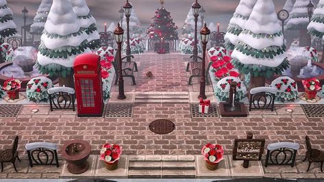 Acnh Christmas Entrance Designs, Acnh Winter Island Villagers, Acnh Christmas Entrance Ideas, Acnh Winter Island Entrance, Acnh Christmas Entrance, Animal Crossing Christmas Ideas, Acnh Christmas Island, Christmas Acnh, Acnh Winter Island