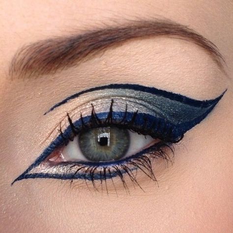 #Beauty Warrior Eye Makeup, Egyptian Style Eyeliner, Eye Makeup Egyptian, Egyptian Eyeliner, Black And Silver Cat Eye Makeup, Arabic Cat Eye Makeup, Belly Dance Makeup, Egyptian Makeup, Eye Liner Tricks