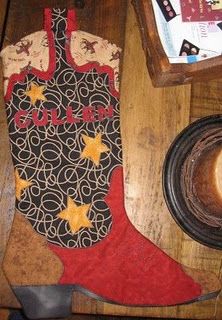 Cowboy boot stocking Christmas Sewing Ideas, Christmas Stocking Template, Stocking Pattern Free, Christmas Stocking Tutorial, Stocking Template, Decorate For Christmas, Induce Labor, Quilted Christmas Stockings, Christmas Sewing Projects