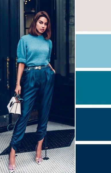 Complementary Colors Fashion, Bright Winter Outfits, Turquoise Clothes, Intricate Hairstyles, Teal Outfits, Networking Outfit, Monday Outfit, Blue Color Combinations, Colour Combinations Fashion