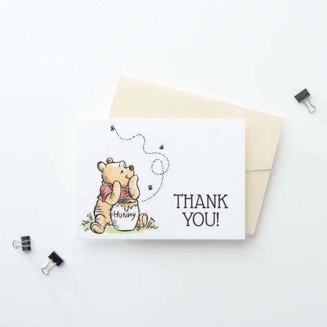 Friends Watercolor, Winnie The Pooh Baby Shower, Winnie The Pooh Birthday, Pooh Baby, Watercolor Birthday, Baby Shower Thank You Cards, Disney Birthday, Personalized Birthday Cards, Baby Shower Thank You