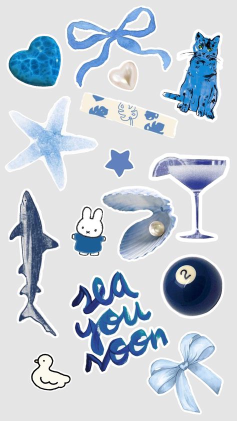 blue sticker sheet for scrapbooks #sticker sheet Blue Digital Stickers, Stickers Sheet Aesthetic, Sticker Sheets Aesthetic Printable, Blue Stickers Printable, Blue Stickers Aesthetic Printable, Blue Journal Stickers, Collage Blue Aesthetic, Sticker Sheets Free Printable, Hiasan Scrapbook