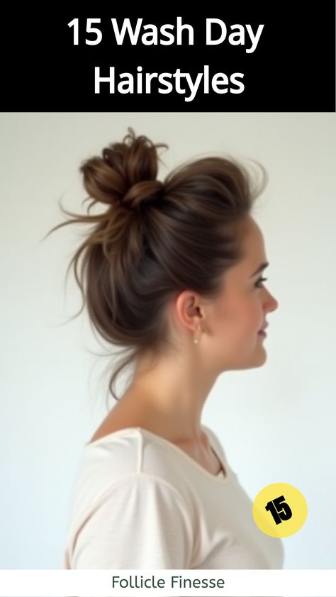 Wash Day Hairstyles,Woman with elegant twisted top knot hairstyle Freshly Washed Hair Hairstyles, Wash Day Hairstyles, Day 2 Hair, Cornrow Hairstyles For School, Egyptian Hairstyles, Two Dutch Braids, Lazy Girl Hairstyles, Grey Bob Hairstyles, Loose French Braids