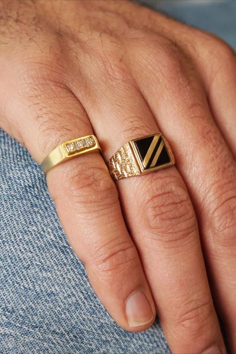 Boys Gold Ring, Vintage Jewelry Aesthetic, Bucket Hat Outfit Mens, Men Gold Ring, Gold Vintage Jewelry, Gold Ring For Men, 60s Men, Hand Decor, Gold Shop