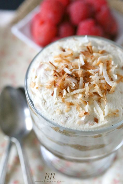 Toasted Coconut Tiramisu | Nutmeg Nanny Toasted Coconut Pudding Pioneer Woman, Coconut Tiramisu, Tiramisu Flavored Desserts, Natasha’s Kitchen Tiramisu, Tiramisu Different Flavors, Heavenly Desserts, Tiramisu Recipe, Dessert For Two, Mascarpone Cheese