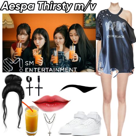 Aespa Thirsty m/v (2/3) Aespa Thirsty Outfit, Aespa Thirsty, Pop Idol, Fit Inspo, Fitness Inspo, Kpop Idol, Black