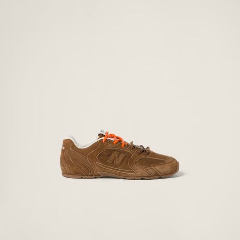 Cinnamon New Balance X Miu Miu 530 Sl Suede Sneakers | Miu Miu Prada 2005, Zapatillas New Balance, Velvet Sneakers, Miu Miu Bag, Trending Sneakers, Tory Burch Flats, Suede Sneakers, Sneaker Collection, Small Leather Goods