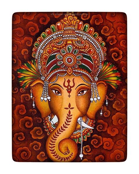 South Indian Art, Ganesha Wall Art, Art Krishna, Ganesh Art Paintings, Art Buddha, Kalamkari Painting, Kerala Mural Painting, Buddha Art Painting, Art Indian