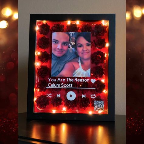 Spotify Shadow Boxes, Music Shadow Box Ideas, Shadow Box Valentine Ideas, Valentines Day Shadow Box Ideas, Valentines Shadow Box Ideas, Christmas Lanterns Diy, Cricut Storage, Personalized Shadow Box, Baby Shadow Box