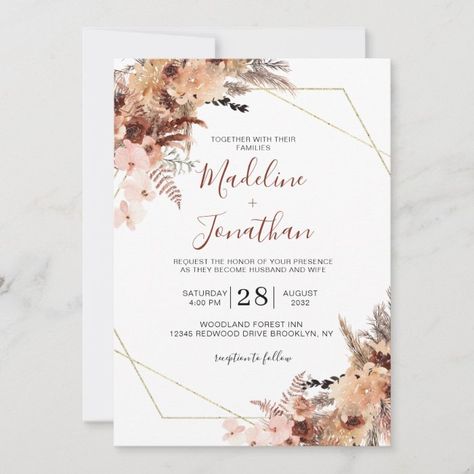 Pampas Wedding Invitation, Christian Wedding Invitation Wording, Wedding Invitation Card Wording, Fall Backyard Wedding, Christian Wedding Invitation, Wedding Invitation Wording Examples, Christian Wedding Cards, Pampas Wedding, Christian Wedding Invitations