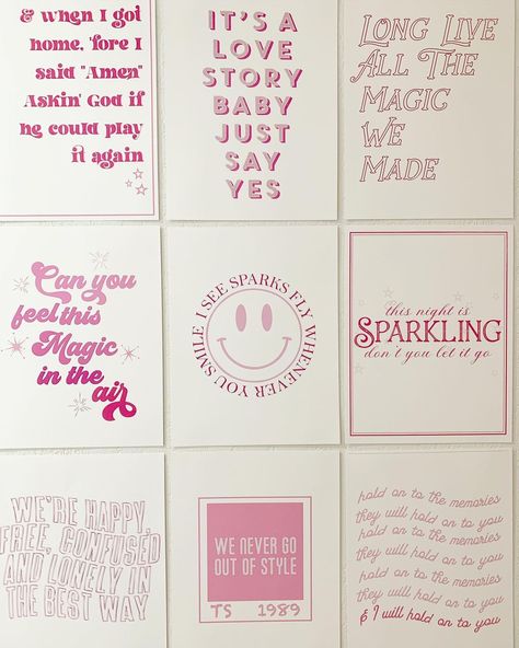 Bkrafty Designs / Bethany Kelm on Instagram: “a Taylor Swift gallery wall I made for a Taylor themed bachelorette last weekend! what’s your favorite era? does anyone else thing speak…” Pink Dorm Ideas, Themed Gallery Wall, Taylor Swift Pink, 22nd Bday, Pink Dorm, Themed Bachelorette, Dorm Ideas, Could Play, Bday Party