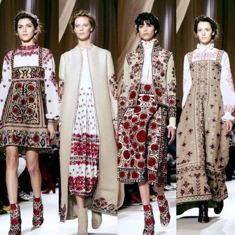 Romanian Fashion, Modern Slavic Fashion, Medieval Slavic Clothing, Traditional Russian Winter Clothing, Slavic Culture Traditional Clothes, Slavic Garb Sca, Haute Couture Style, Bulgarian Clothing, B Fashion