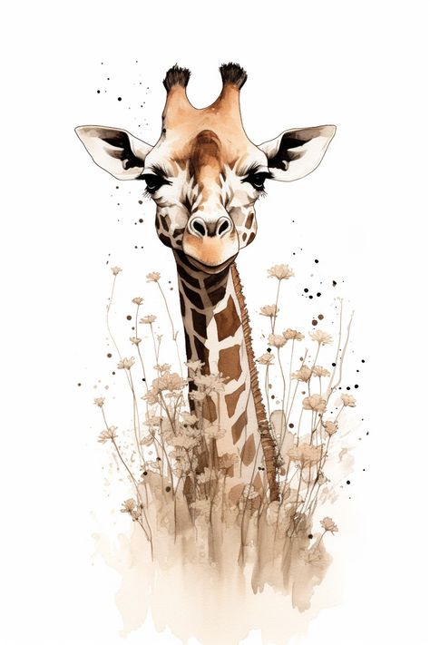 Watercolor Giraffe, Giraffe Drawing, Watercolour Ideas, Drawing Tattoo, Child Room, Animal Photos, Cute Animal Photos, Giraffes, Watercolor Animals