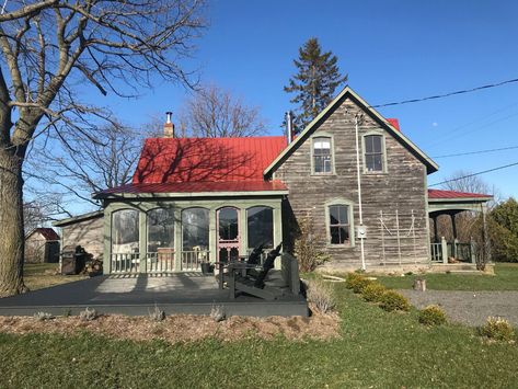 Photo 5 of 14 in The Renovation of a Canadian Farmhouse Uncovers a Log Cabin Hidden Inside - Dwell Canadian Farmhouse, Shingles Roof, Charming Farmhouse, Siding Materials, House Building, Wood Siding, Roofing Materials, A Log, Exterior House