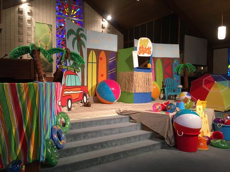 Surf Shack Vbs, Hawaiian Beach Party, Lifeway Vbs, Summer Bash, Tiki Hut, Surf Shack, Parade Float, Stage Decorations, Trunk Or Treat