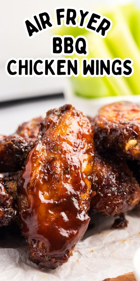 Air fryer BBQ chicken wings on a white plate. Chicken Wings Air Fryer, Wings Air Fryer, Air Fryer Bbq Chicken, Cowboy Stew, Air Fryer Wings, Homemade Appetizer, Honey Bbq Chicken, Bbq Chicken Wings, Tangy Bbq Sauce