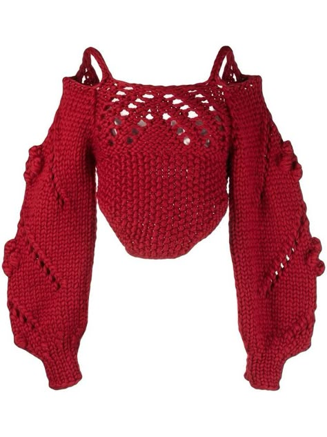 dark red,crochet #crochet#aesthetic#crochetoutfit Image Swag, Wool Jumper, Red Outfit, Red Wool, Open Knit, Shoulder Design, Stage Outfits, Balloon Sleeves, Cuff Sleeves