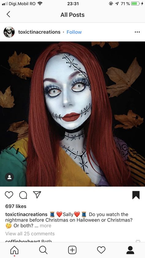 Diy Sally Makeup Nightmare Before Christmas, Sally Makeup Nightmare Before Christmas Make Up, Sally Makeup Nightmare Before Christmas, Sally Cosplay Nightmare Before Christmas, Sally Halloween Costume, Sally Makeup, Sally-nightmare-before-christmas Makeup, Zombie Halloween Makeup, Nightmare Before Christmas Costume