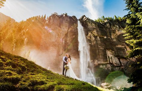 Telluride Colorado Wedding, Honeymoon Activities, Telluride Elopement, Elope In Colorado, Telluride Wedding, Best Places To Elope, Places To Elope, Bridal Veil Falls, Telluride Colorado