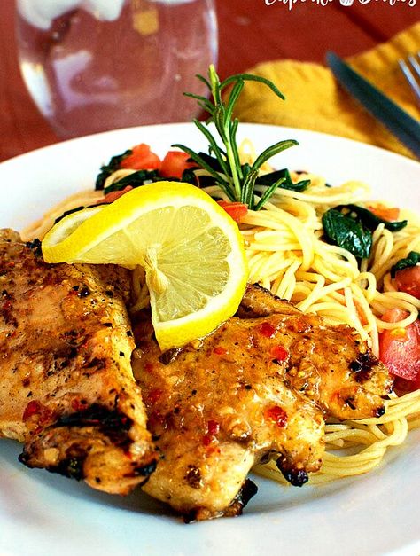 RU285721 Johnny Carinos, Yummy Noodles, Lemon Rosemary Chicken, Grilled Chicken Tenders, Chicken And Pasta, Lemon Rosemary, Rosemary Chicken, Copycat Restaurant Recipes, Grilling Chicken Breast