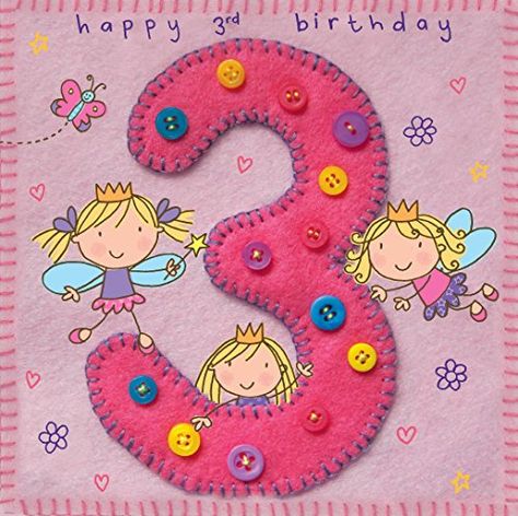 Twizler 3rd Birthday Girl Fairy Princess & Butterfly – 3 Jahre – Age 3 – Birthday Girl Birthday Card – Happy Birthday... Birthday Card Pictures, Birthday Card For Girl, 3rd Birthday Card, Birthday Verses For Cards, Happy Birthday Writing, Birthday Cards Images, Happy Birthday Princess, Happy Birthday Kids, Old Birthday Cards