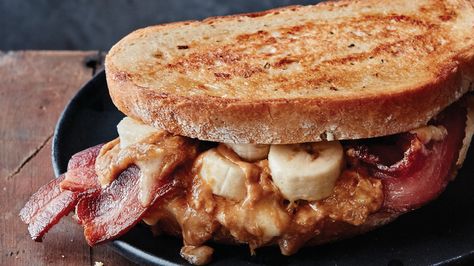 Elvis Presley Sandwich, Sandwich Peanut Butter, Elvis Sandwich, Banana Bacon, Peanut Butter Bacon, Bacon Grilled Cheese, Grill Cheese Sandwich Recipes, Banana Sandwich, Cheese Sandwich Recipes