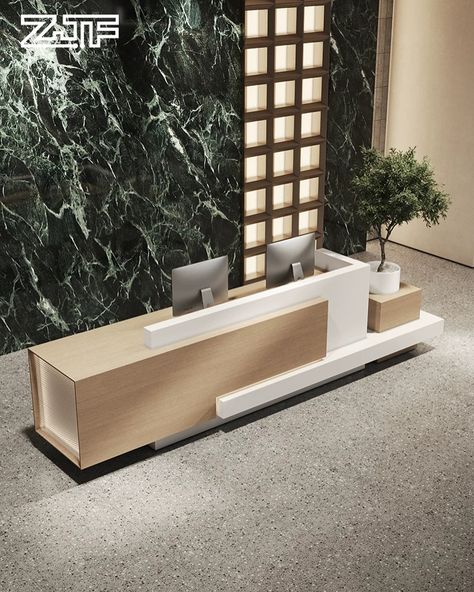 Ustorefurniture luxury modern lobby reception desk #receptiondesk #storefurniture #interiordesign ustorefurniture.com Modern Reception Desk Design Interiors, Modern Office Reception Design, Small Reception Area Design, Lobby Reception Desk, Modern Reception Desk Design, Modern Office Reception, Small Reception Desk, Small Reception, Modern Lobby