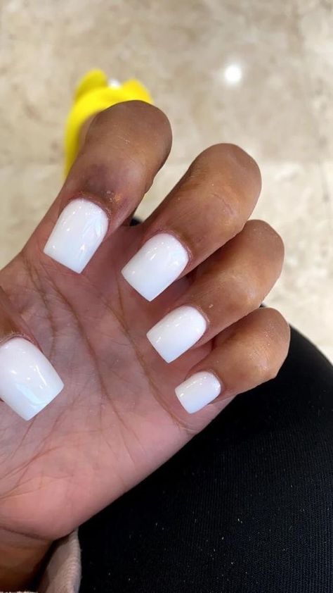 Very Square Acrylic Nails Short, All White Short Acrylic Nails, White Acrylic Nails Square Short, Cute Short Square Nails White, Simple White Short Nails, All White Nails Short, Short Dior Nails, Cute Simple Nails Square, Short White Square Acrylic Nails