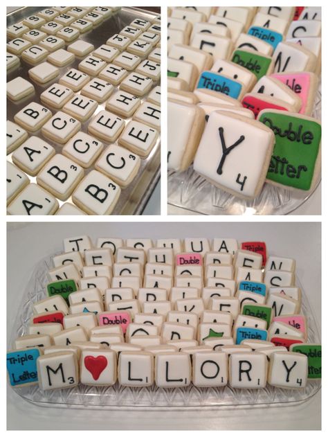 Scrabble Wedding, Pie Decoration, Royal Iced Cookies, Sugar Cookie Royal Icing, Cookie Games, Family Fun Night, Edible Printing, Gourmet Cookies, Pretty Cookies